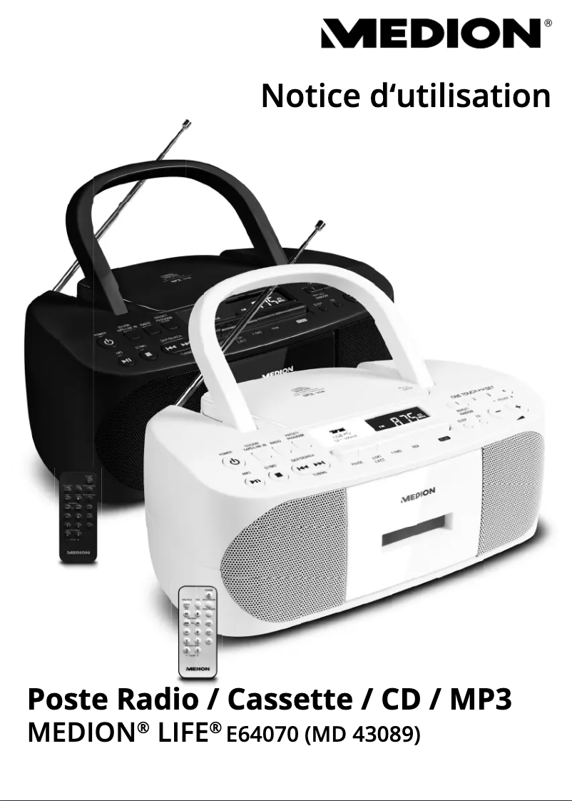 Page 1 de la notice Manuel utilisateur Medion E64070