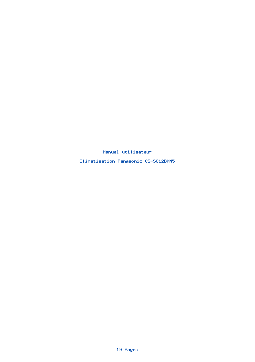 Page 1 de la notice Manuel utilisateur Panasonic CS-SC12BKN5