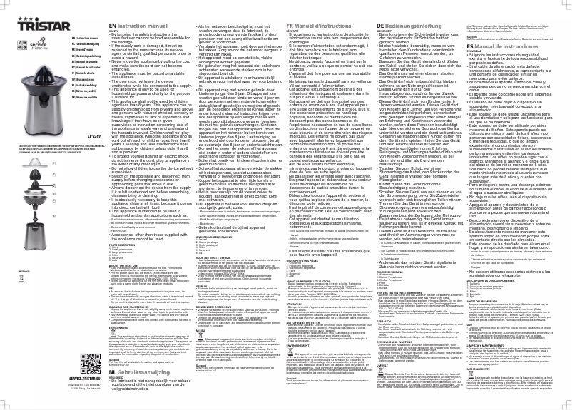 Page 1 de la notice Manuel utilisateur TriStar CP-2269