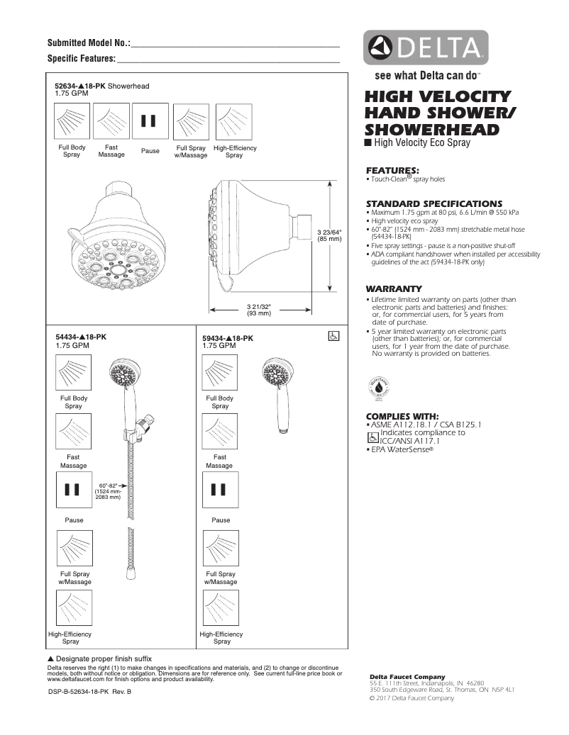 Página 1 del manual Manual de usuario Delta 52634-18-PK