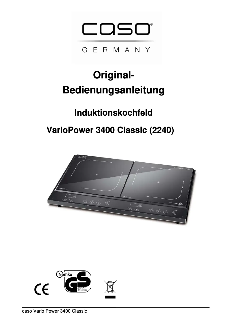 Page 1 de la notice Manuel utilisateur Caso Vario Power 3400