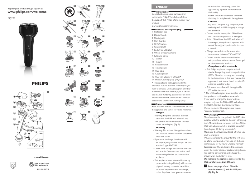Page n°1 - Manuel utilisateur Philips PQ228