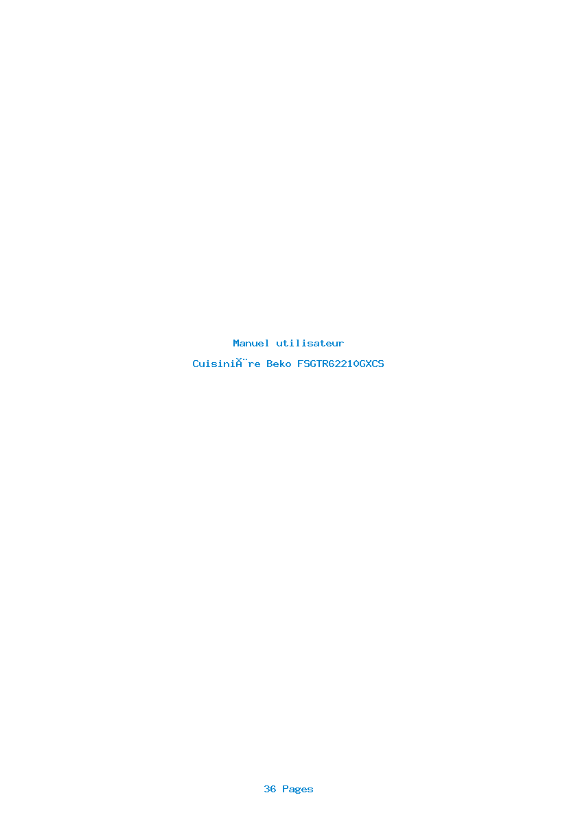 Page 1 de la notice Manuel utilisateur Beko FSGTR62210GXCS