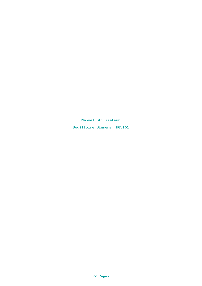 Page 1 de la notice Manuel utilisateur Siemens TW63101