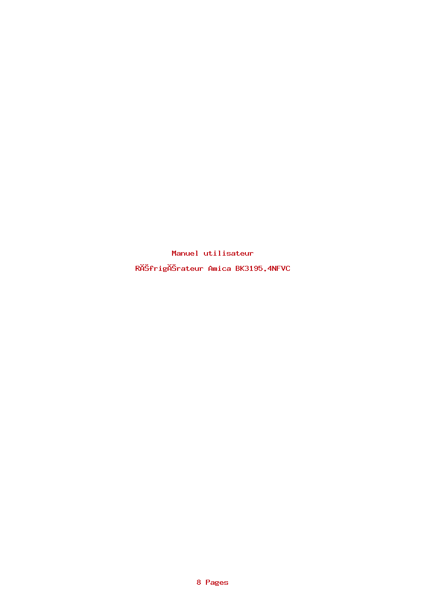 Page 1 de la notice Manuel utilisateur Amica BK3195.4NFVC