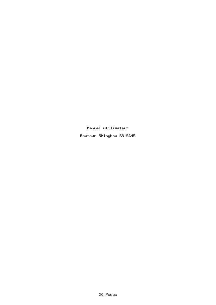 Page 1 de la notice Manuel utilisateur Shinybow SB-5645