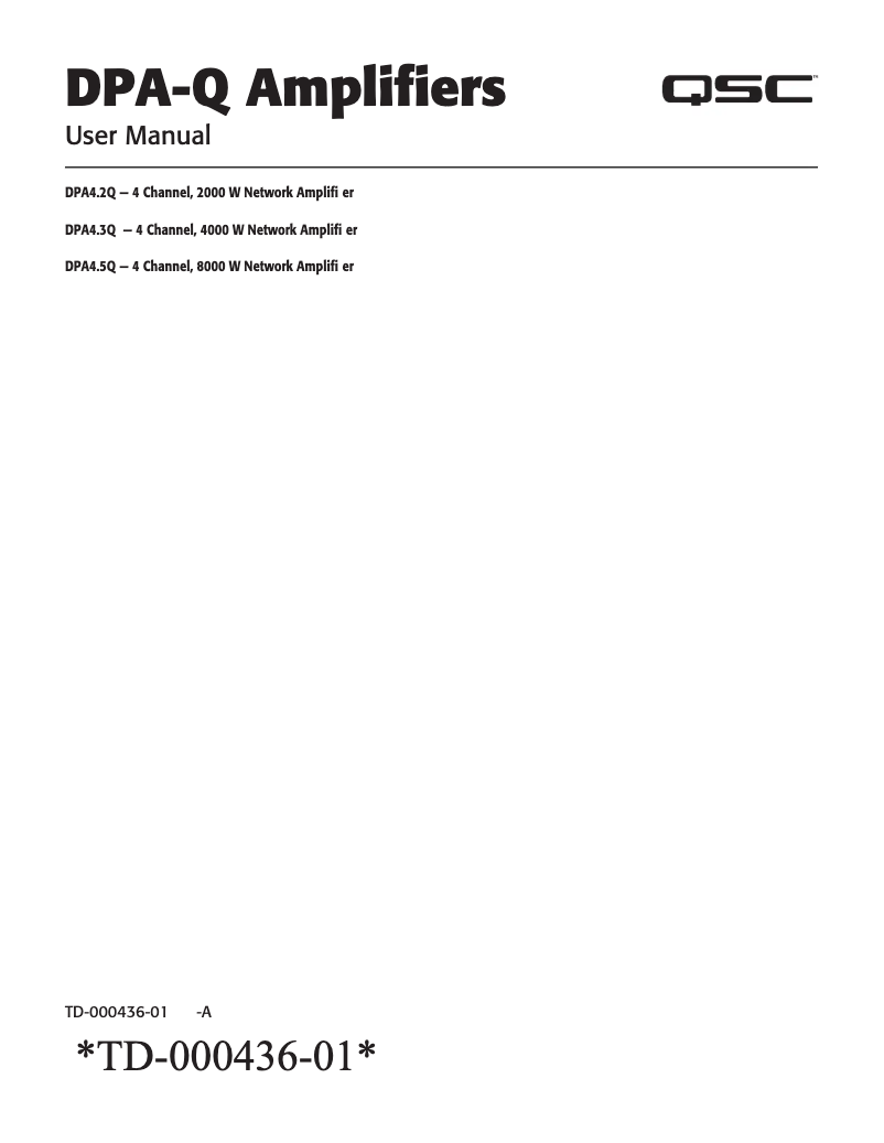 Page 1 de la notice Manuel utilisateur QSC DPA4.2Q