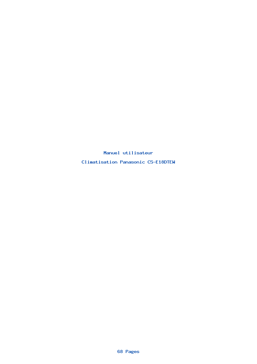 Page 1 de la notice Manuel utilisateur Panasonic CS-E18DTEW