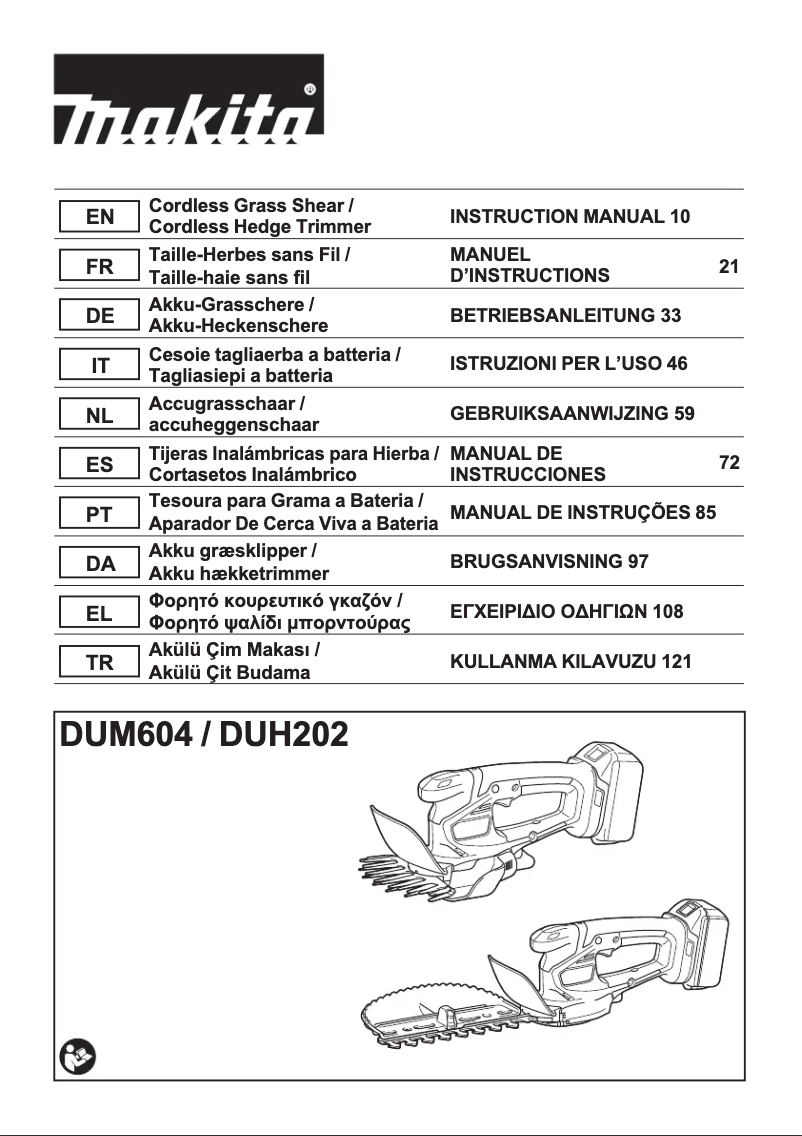 Page 1 de la notice Fiche technique Makita DUM604ZX