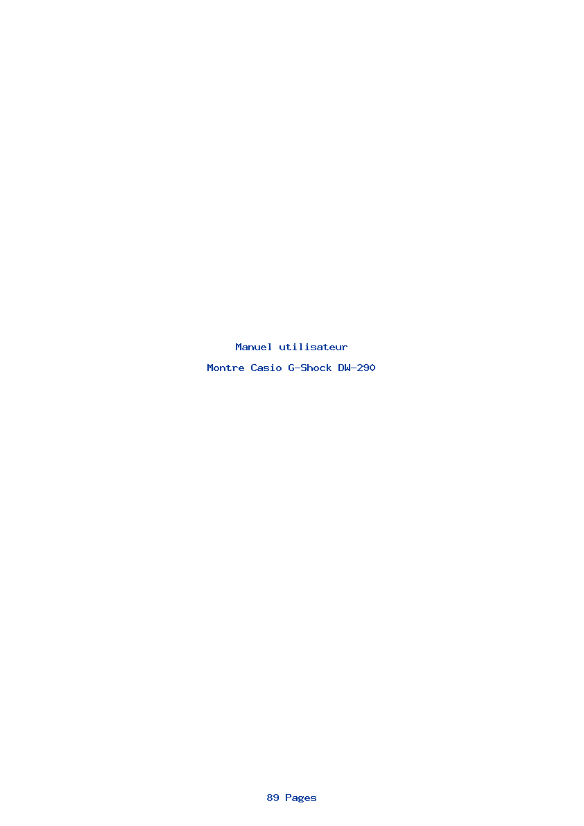 Page 1 de la notice Manuel utilisateur Casio G-Shock DW-290