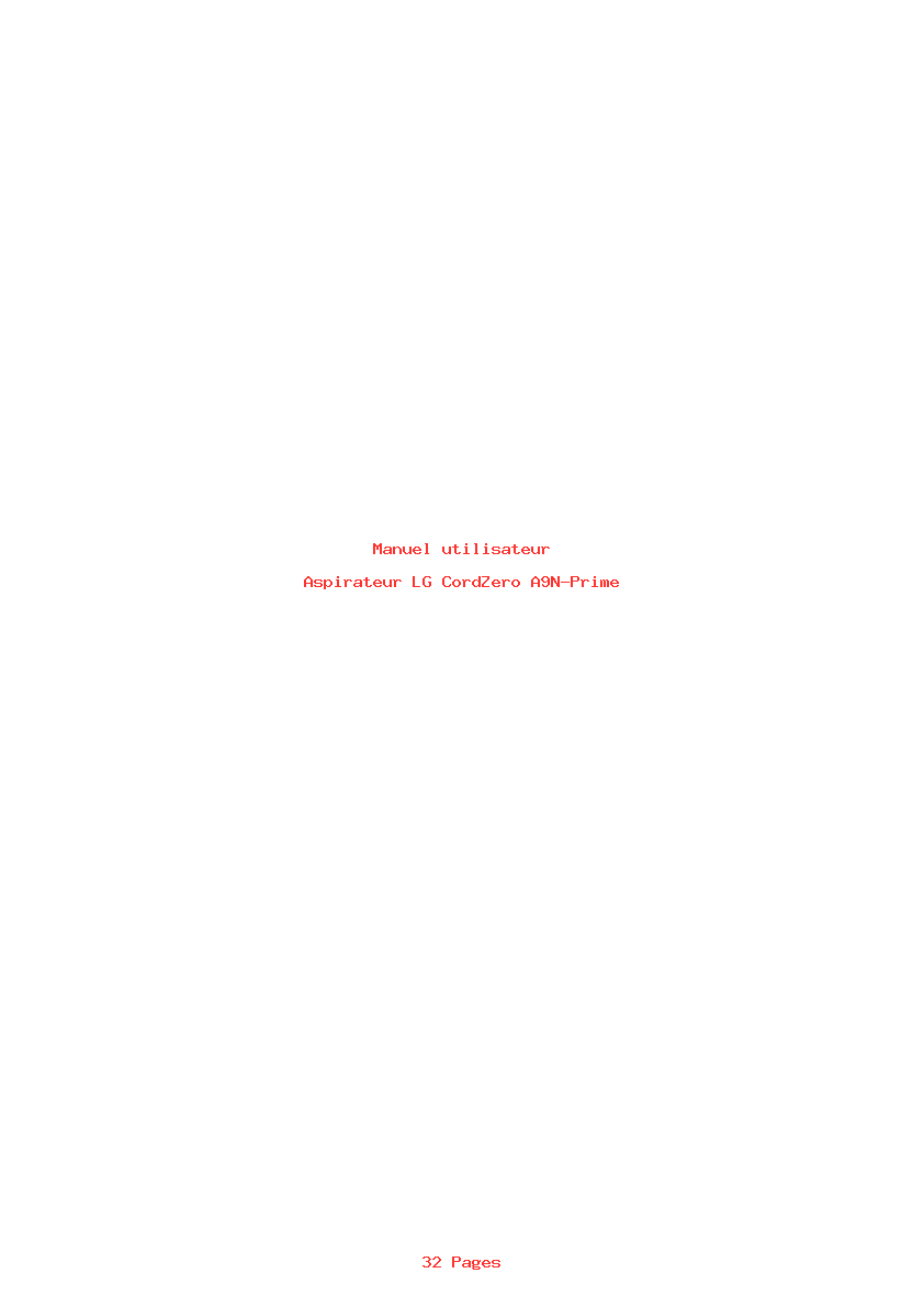 Page 1 de la notice Manuel utilisateur LG CordZero A9N-Prime