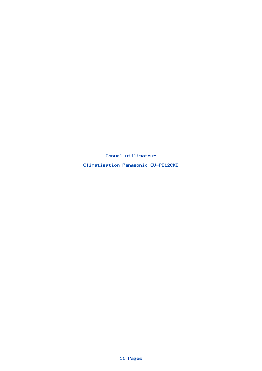 Page 1 de la notice Manuel utilisateur Panasonic CU-PE12CKE