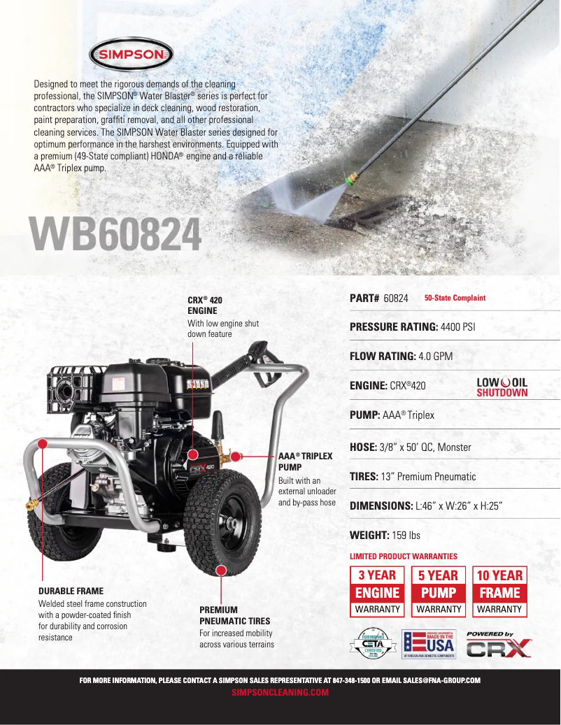 Page 1 de la notice Fiche technique Simpson WB60824-S