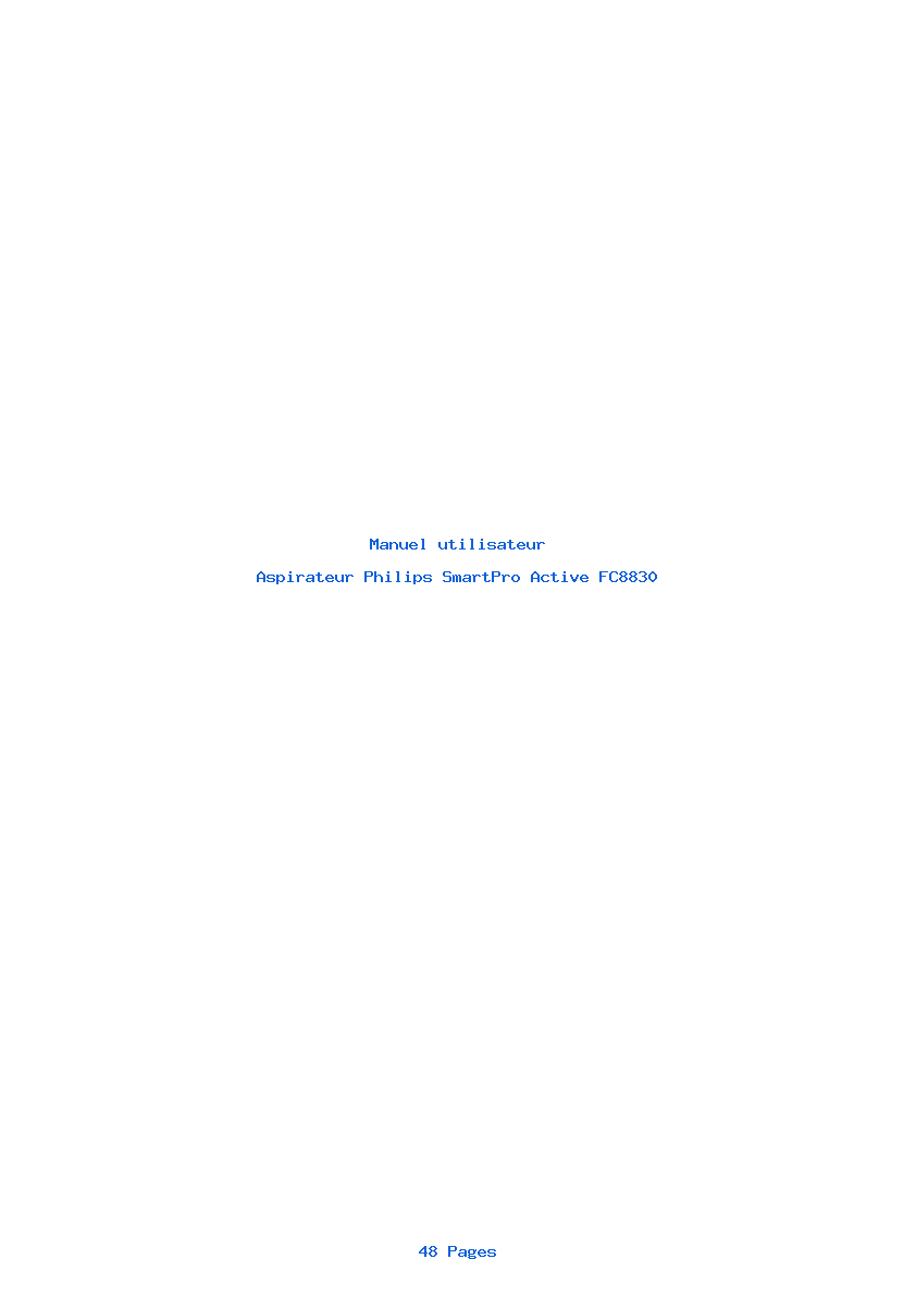 Page 1 de la notice Manuel utilisateur Philips SmartPro Active FC8830