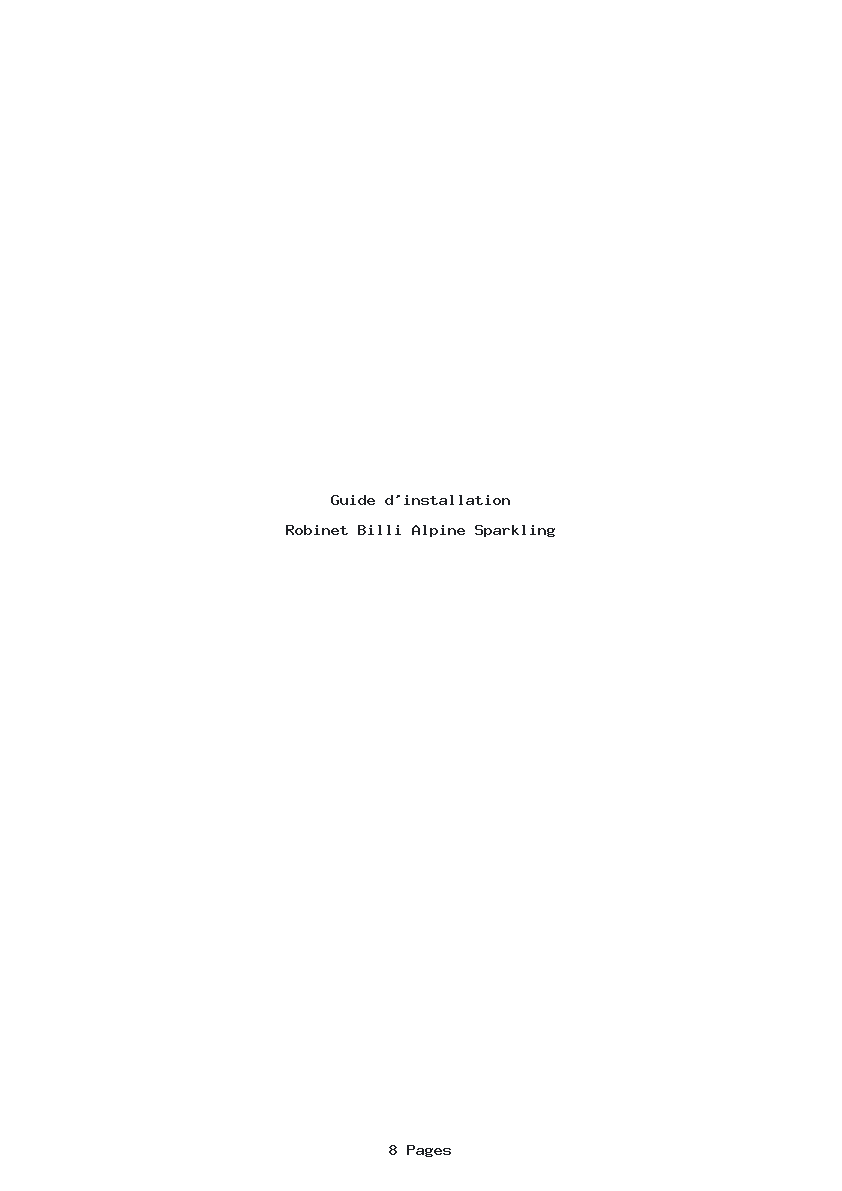 Page 1 de la notice Guide d'installation Billi Alpine Sparkling