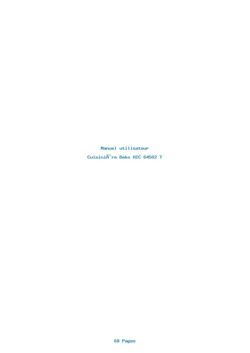 Page 1 de la notice Manuel utilisateur Beko HIC 64502 T