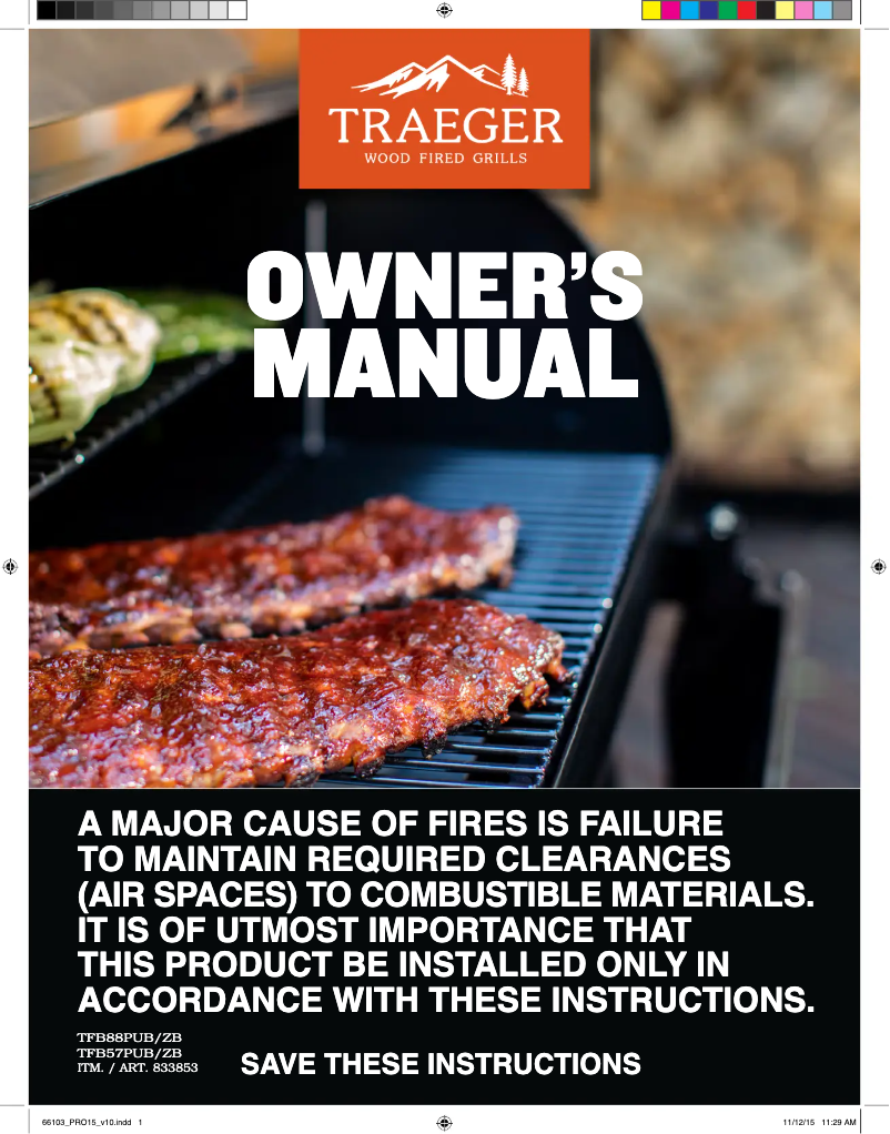 Page 1 of the manual User Manual Traeger TFB88PUBA