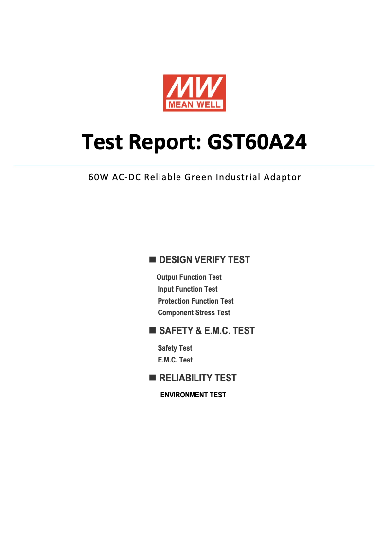 Page 1 of the manual Technical Sheet Mean Well GST60A24-P1J