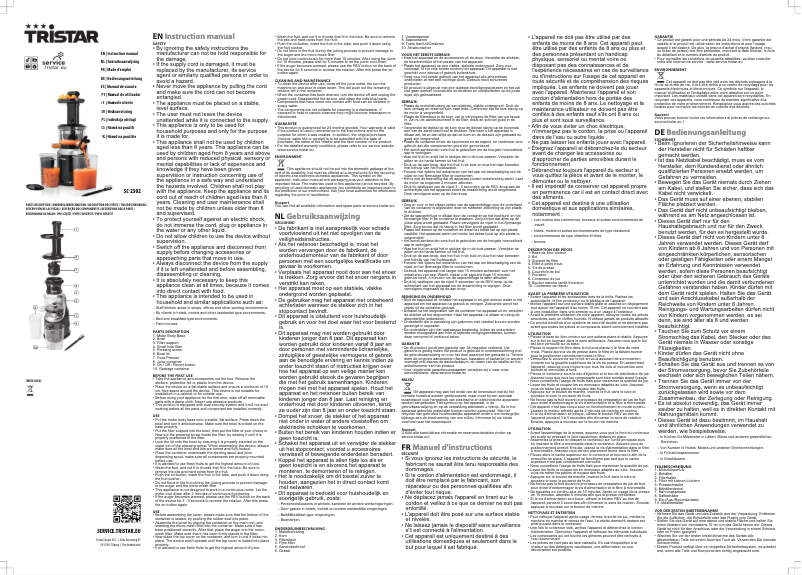 Page 1 de la notice Manuel utilisateur TriStar SC-2302