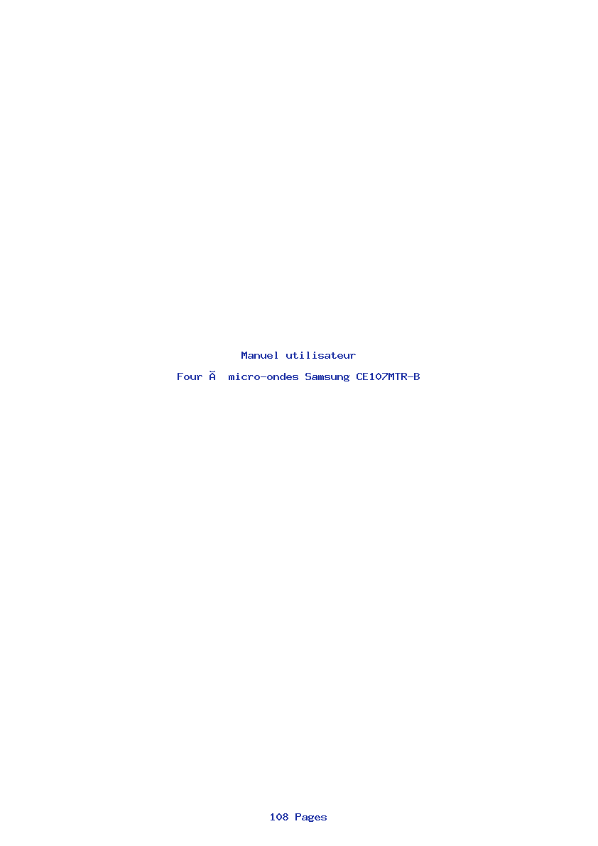 Page 1 de la notice Manuel utilisateur Samsung CE107MTR-B