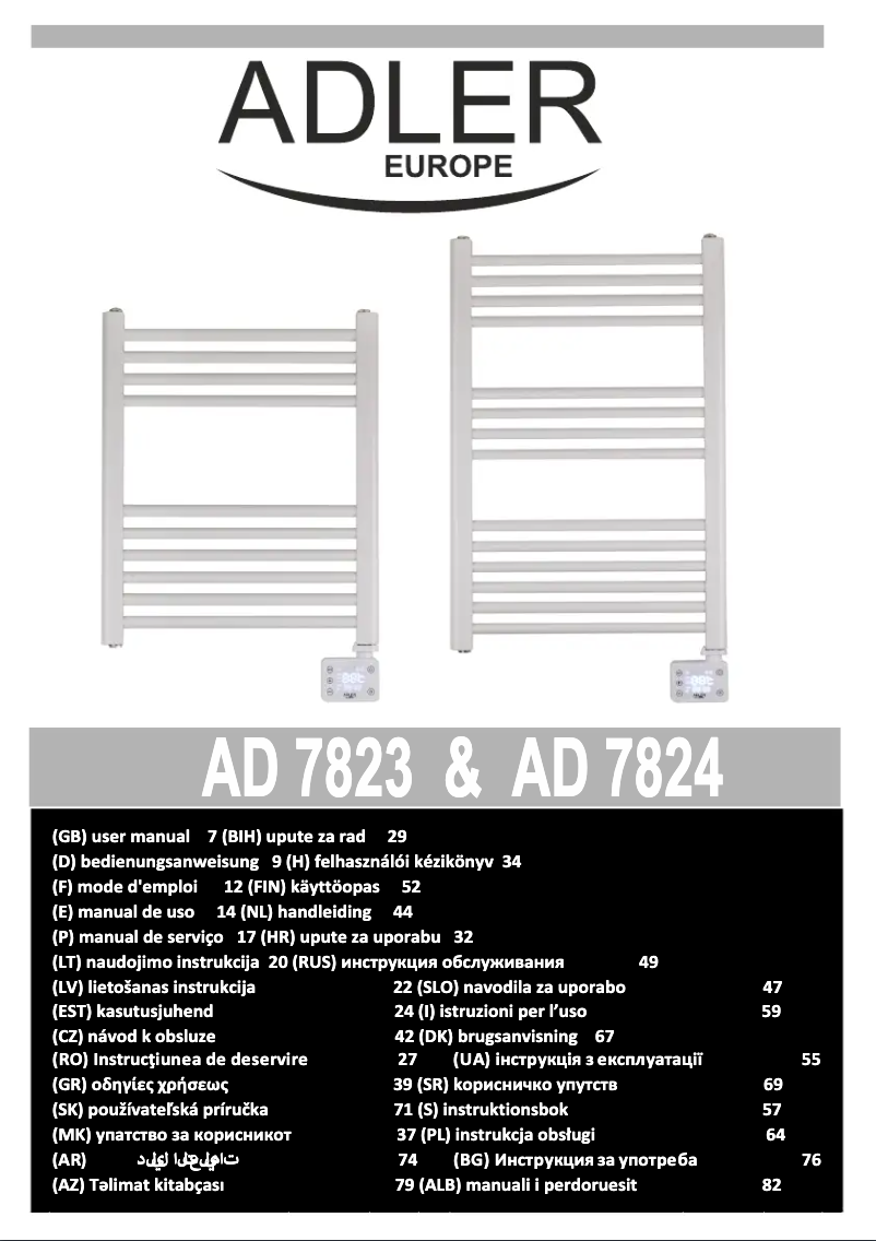 Page 1 of the manual User Manual Adler AD 7823