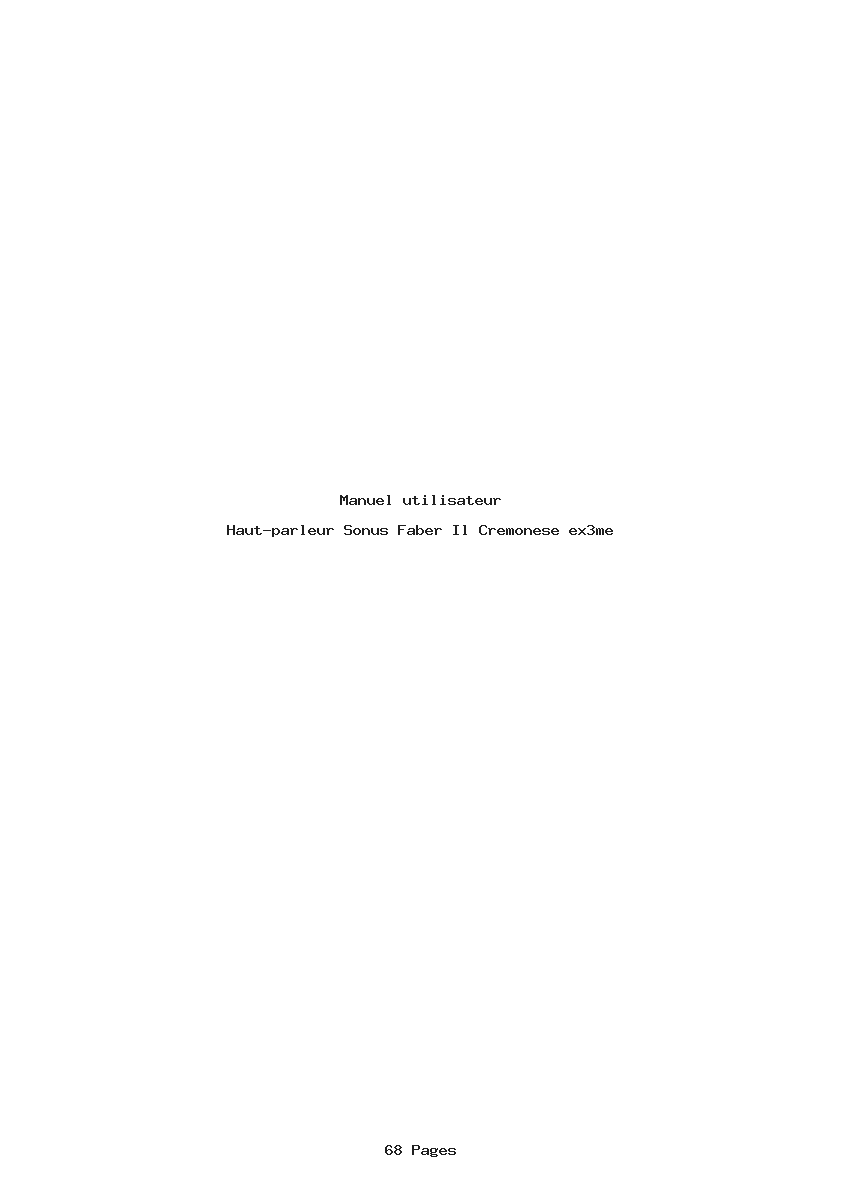 Page 1 de la notice Manuel utilisateur Sonus Faber Il Cremonese ex3me