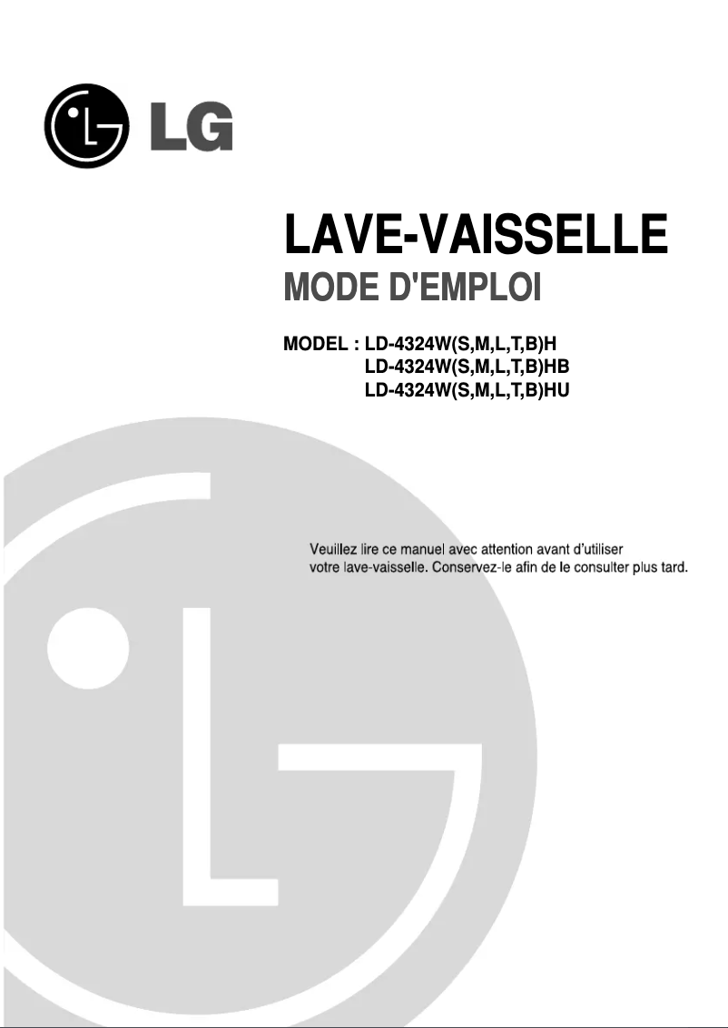Page 1 de la notice Manuel utilisateur LG LD-4324WH