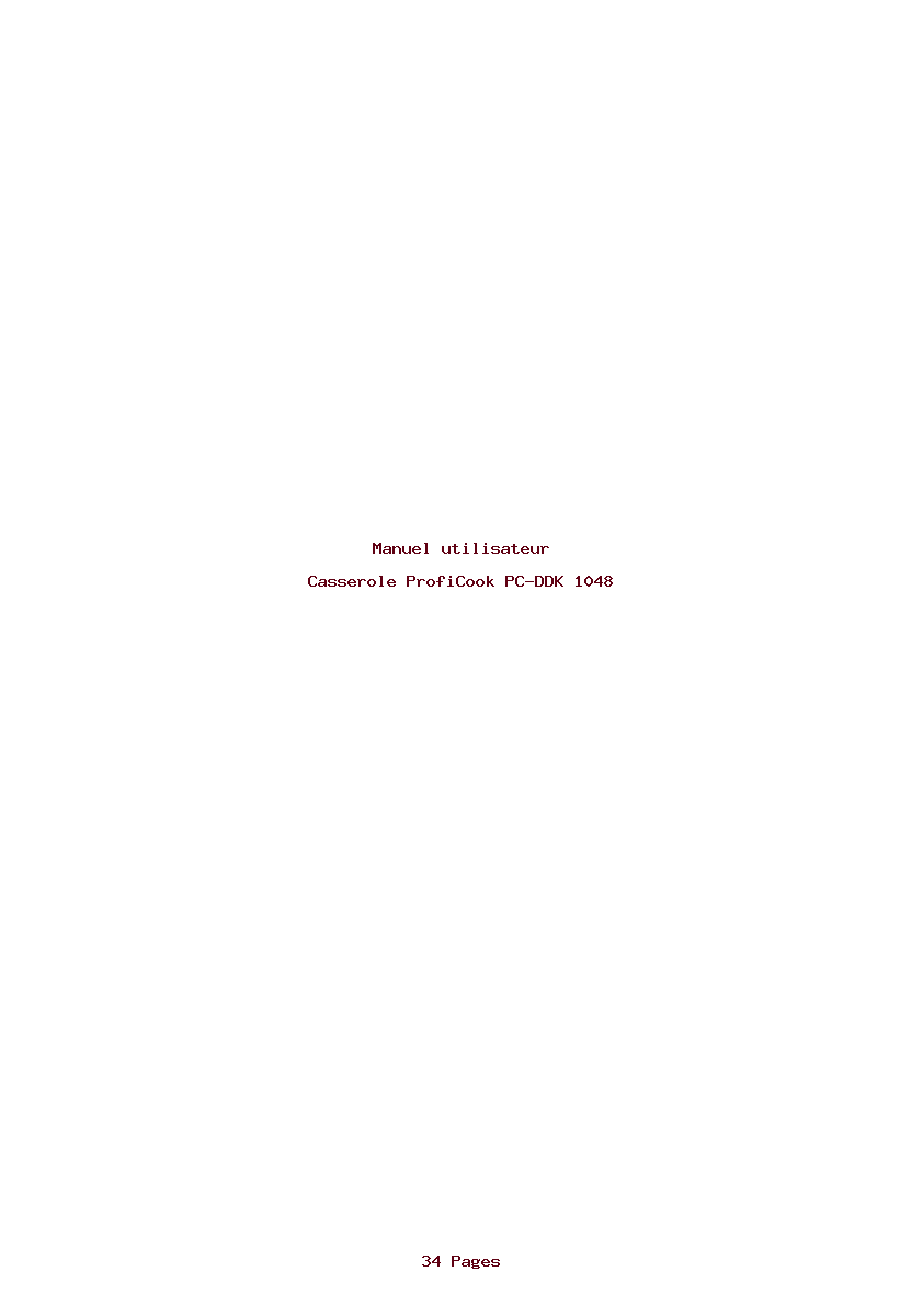 Page 1 de la notice Manuel utilisateur ProfiCook PC-DDK 1048