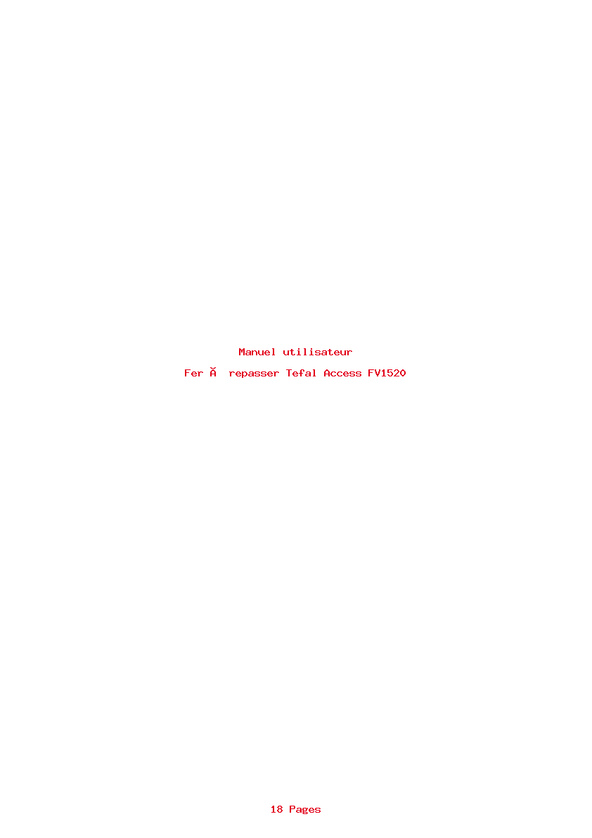 Page 1 de la notice Manuel utilisateur Tefal Access FV1520