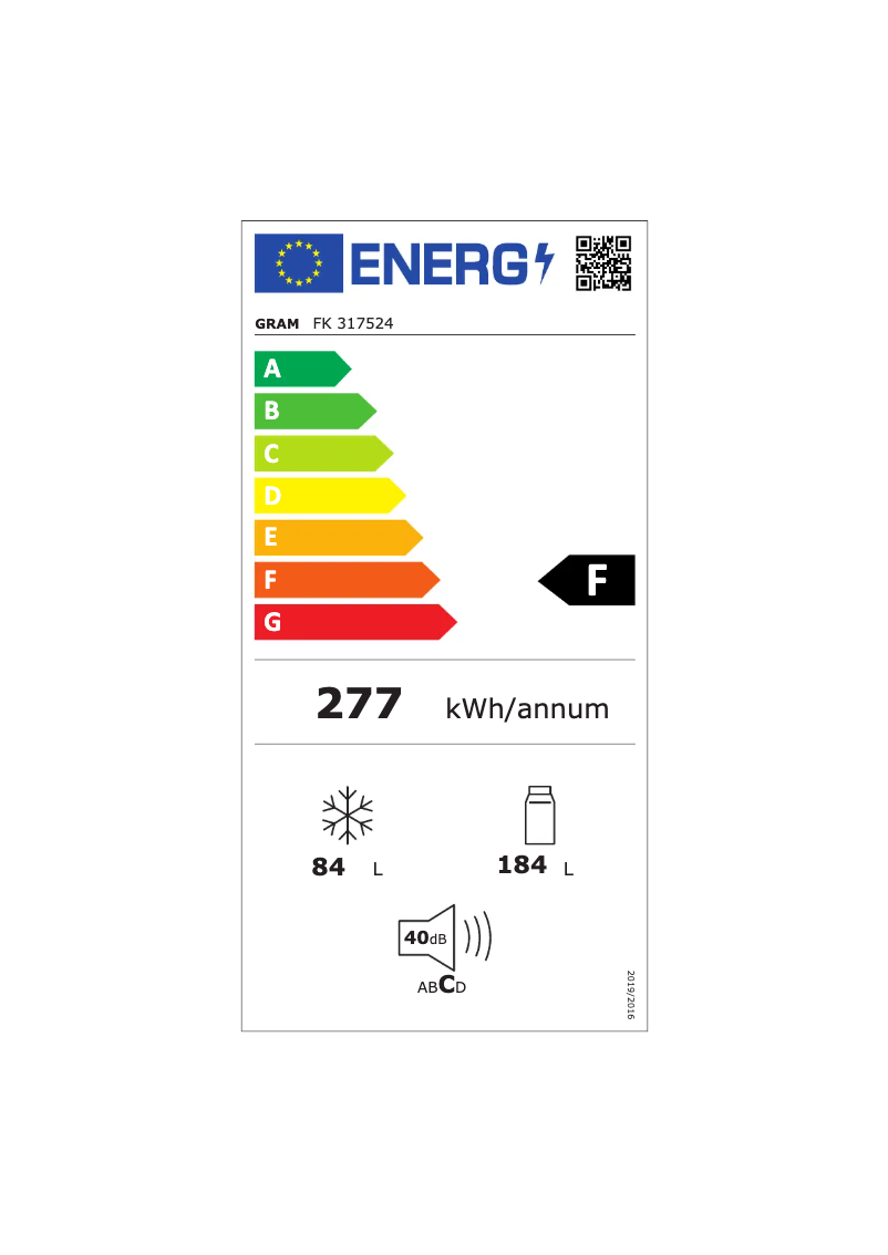 Page 1 de la notice Label énergétique Gram FK 317524