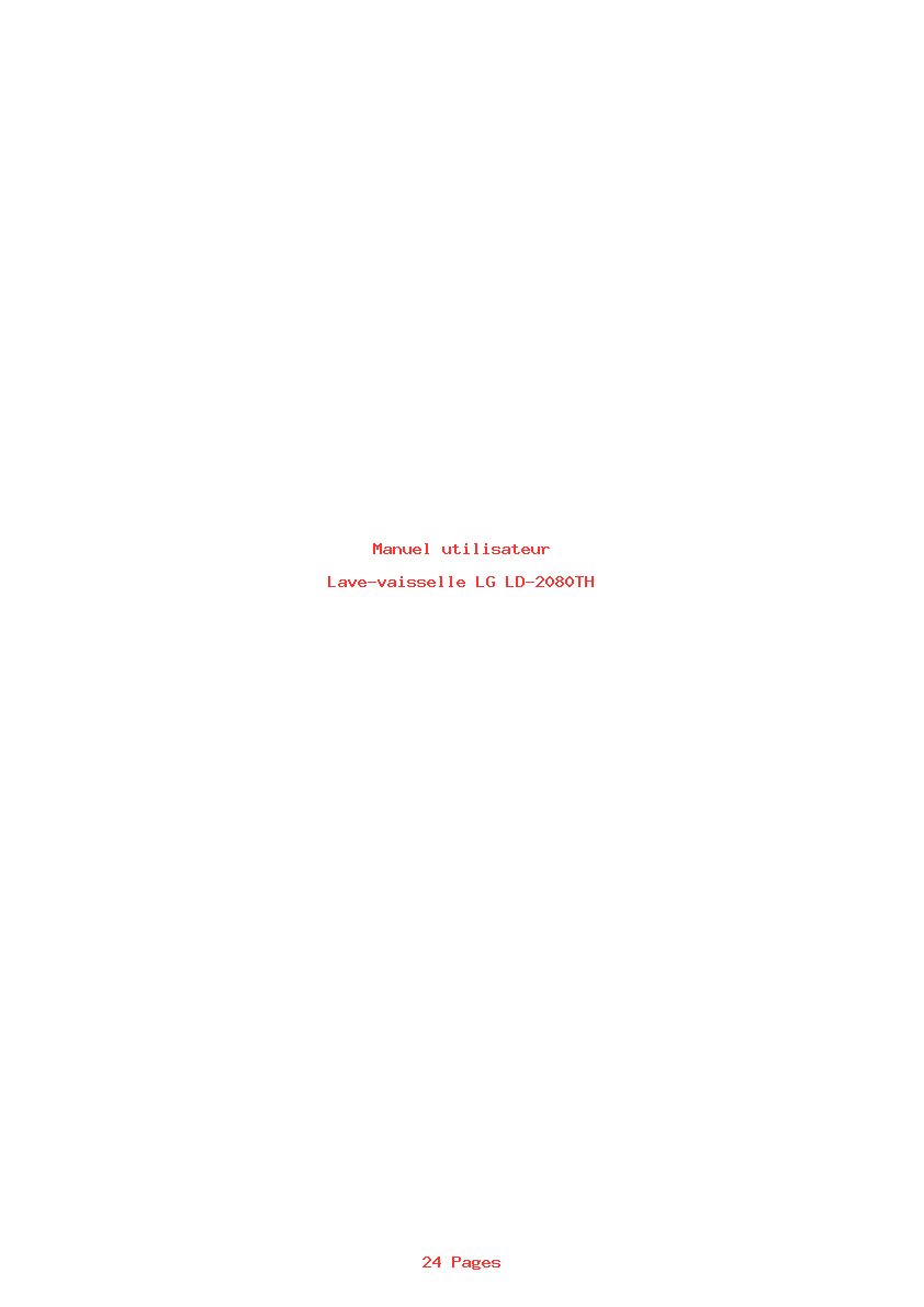 Page 1 de la notice Manuel utilisateur LG LD-2080TH