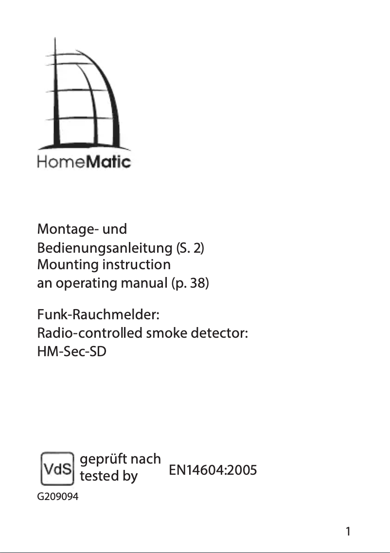 Página 1 del manual Manual de usuario eQ-3 HM-Sec-SD