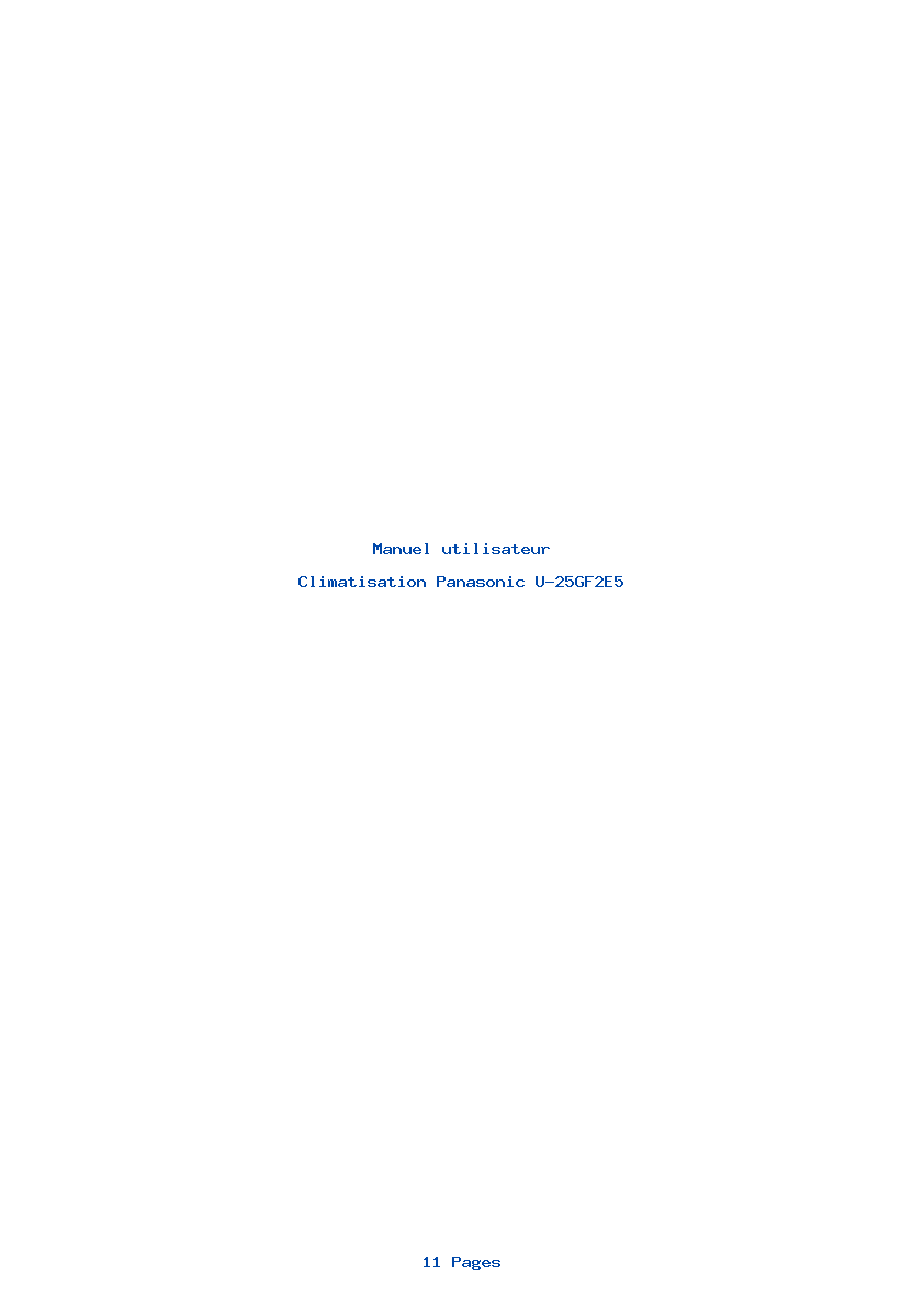 Page 1 de la notice Manuel utilisateur Panasonic U-25GF2E5
