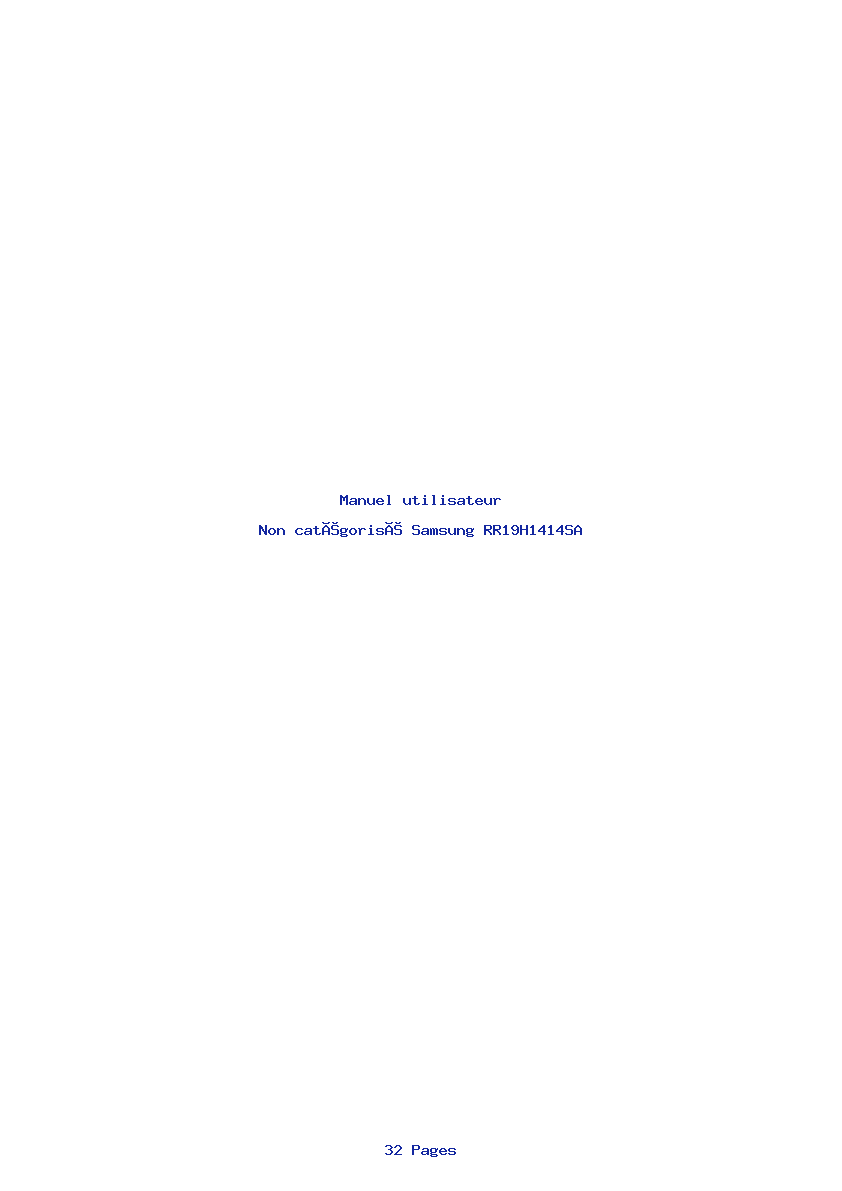 Page 1 de la notice Manuel utilisateur Samsung RR19H1414SA