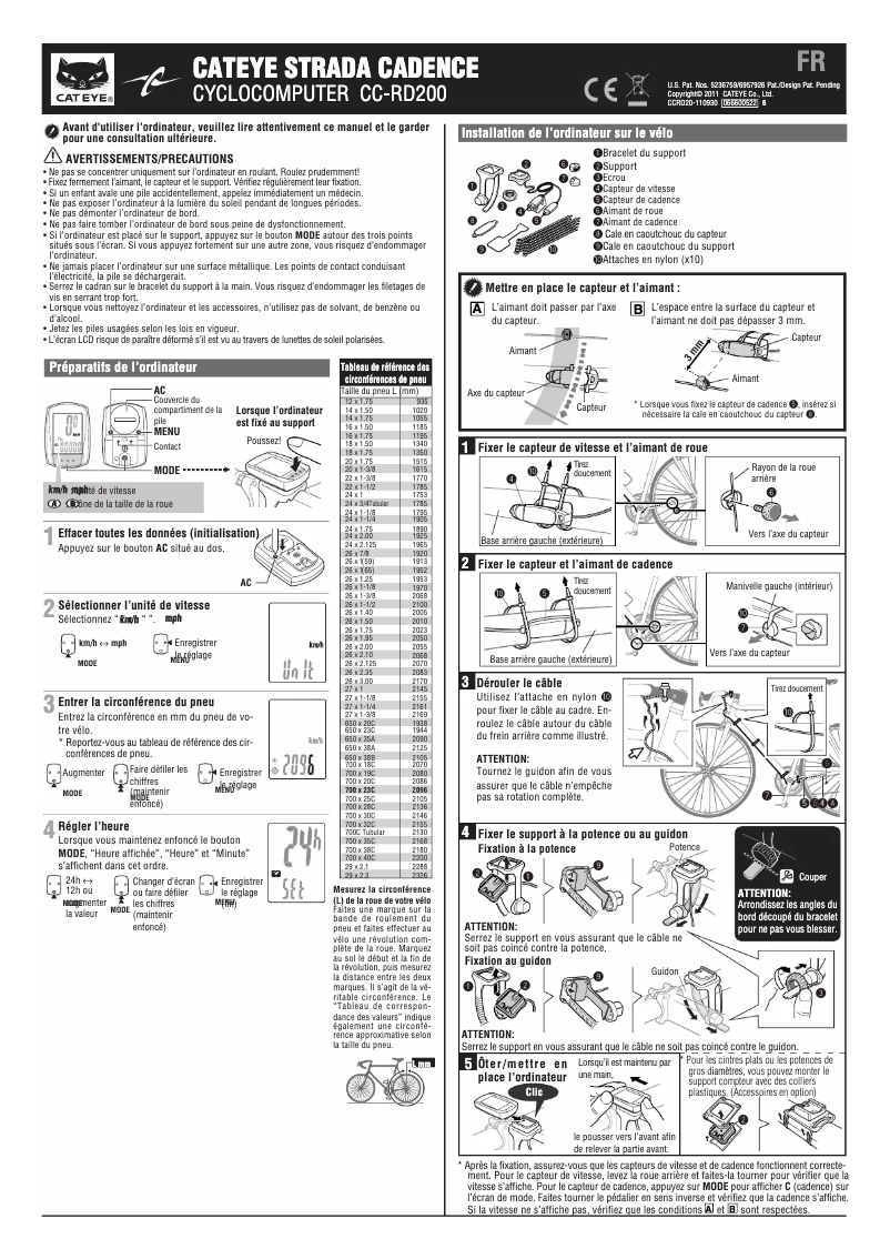 Página 1 del manual Manual de usuario Cateye CC-RD200 Strada Cadence