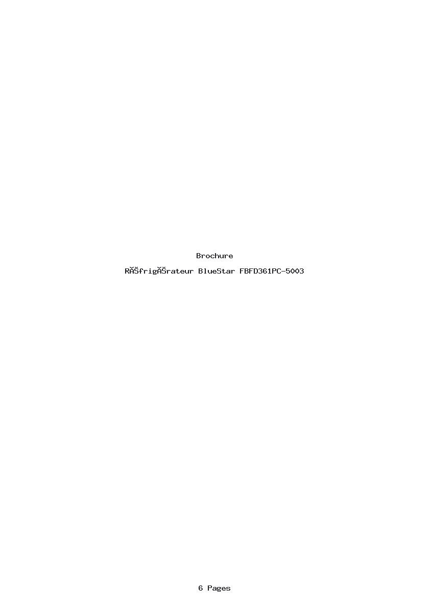 Page 1 de la notice Brochure BlueStar FBFD361PC-5003