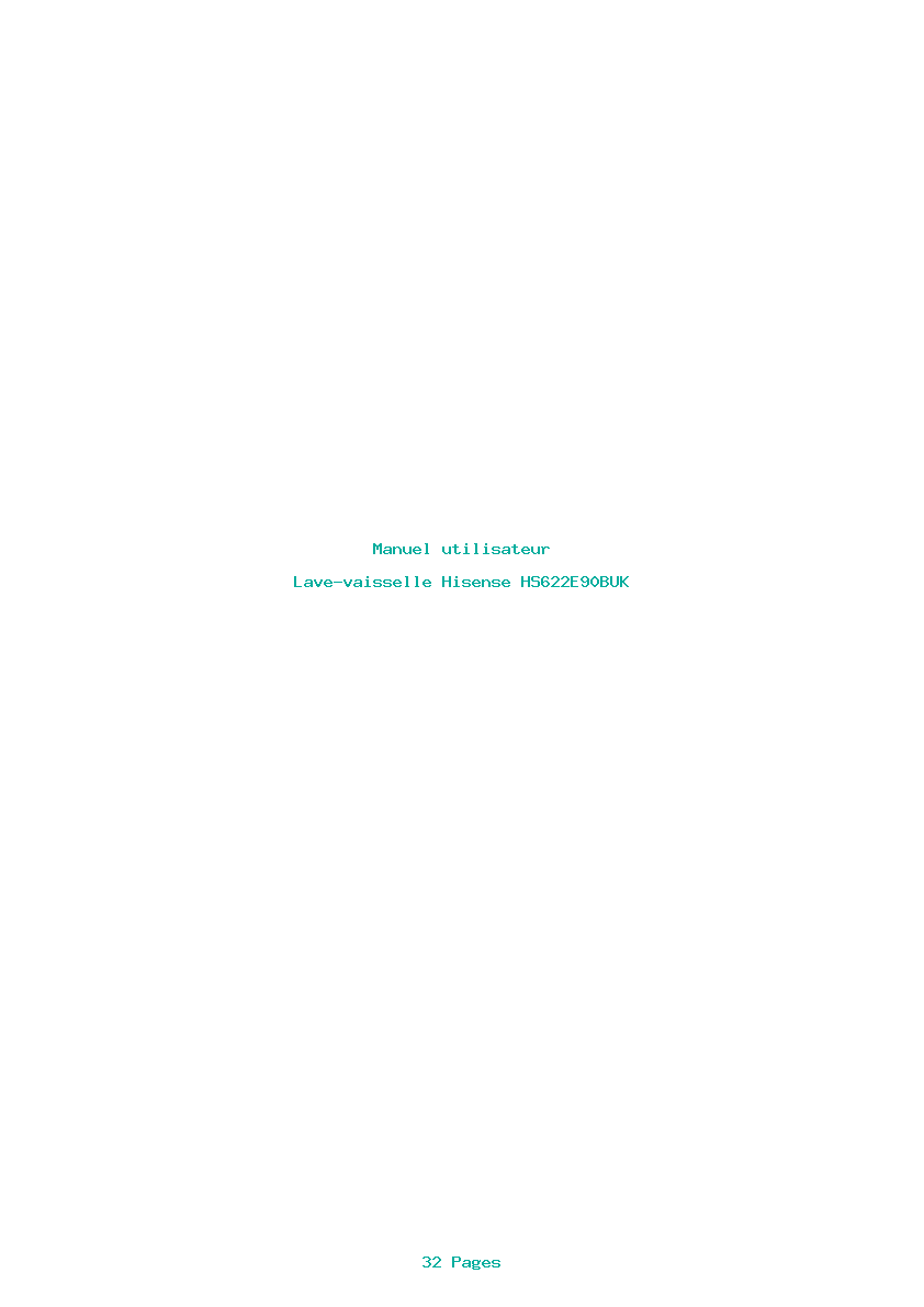 Page 1 de la notice Manuel utilisateur Hisense HS622E90BUK