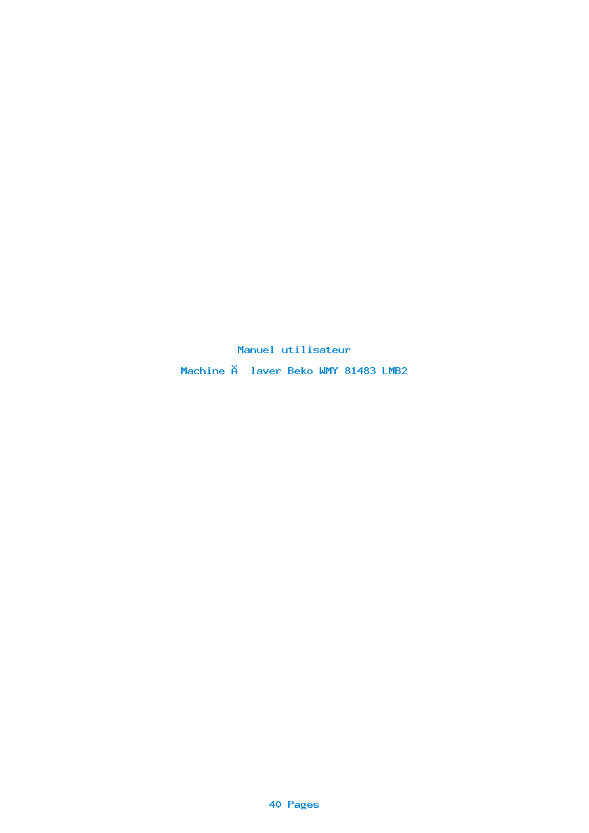 Page 1 de la notice Manuel utilisateur Beko WMY 81483 LMB2