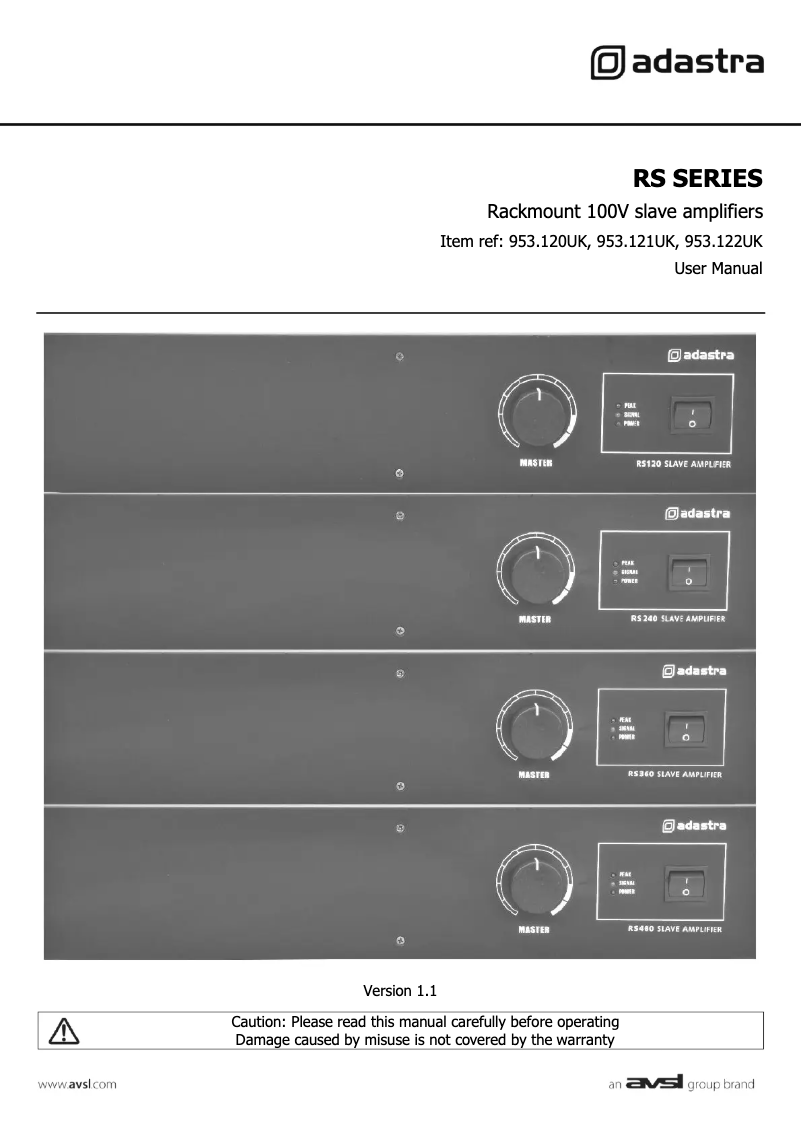 Página 1 del manual Manual de usuario Adastra RS360