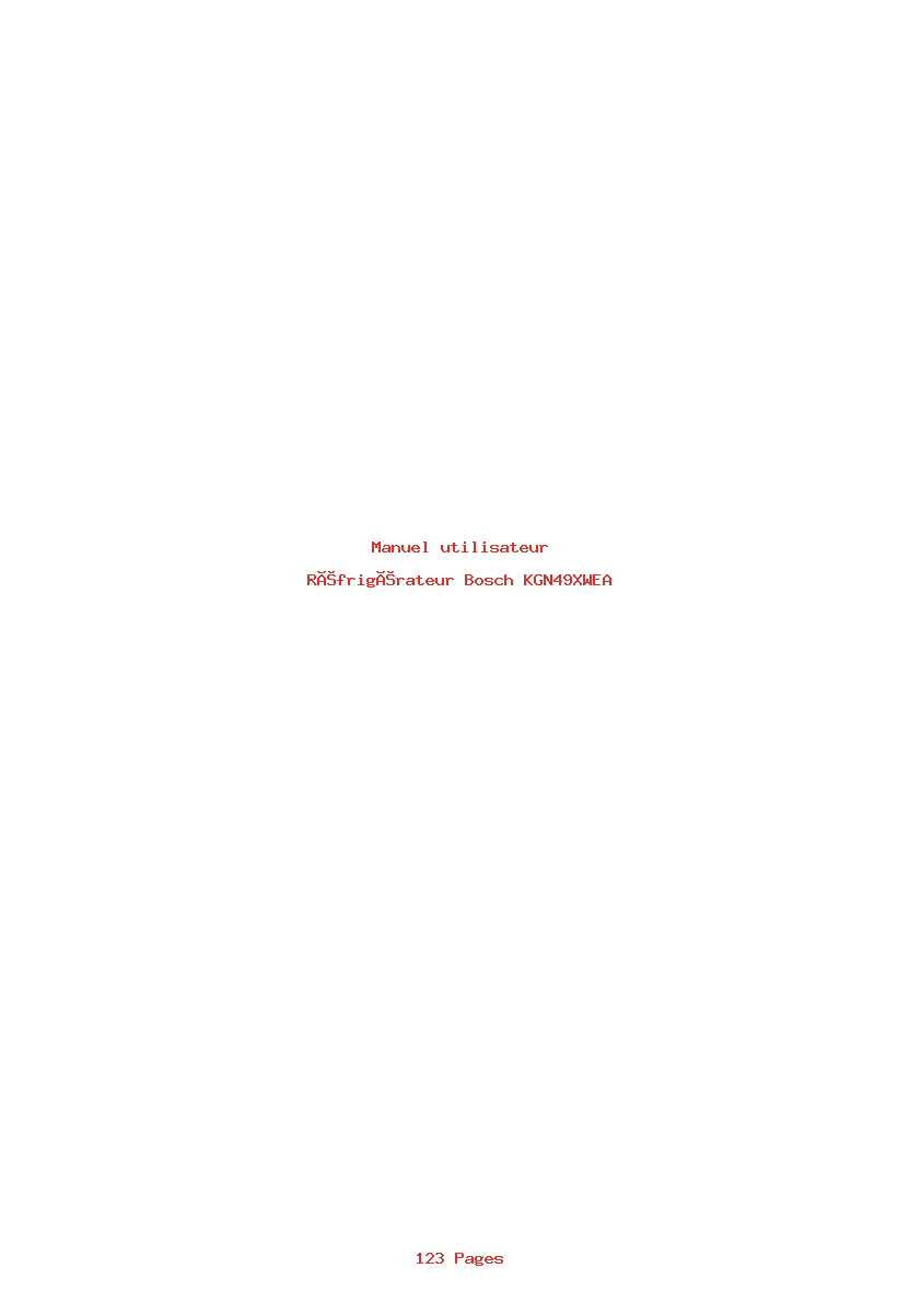 Page 1 de la notice Manuel utilisateur Bosch KGN49XWEA