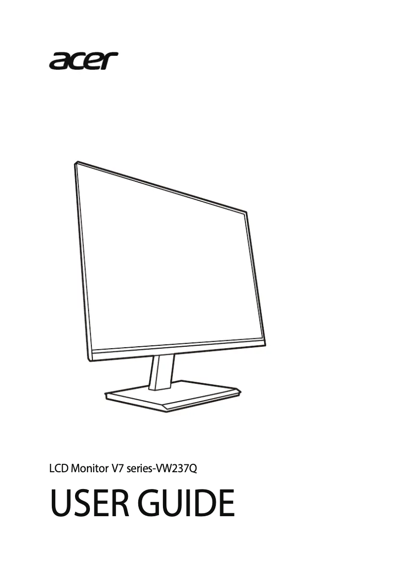 Page 1 de la notice Guide de démarrage rapide Acer VW237Q