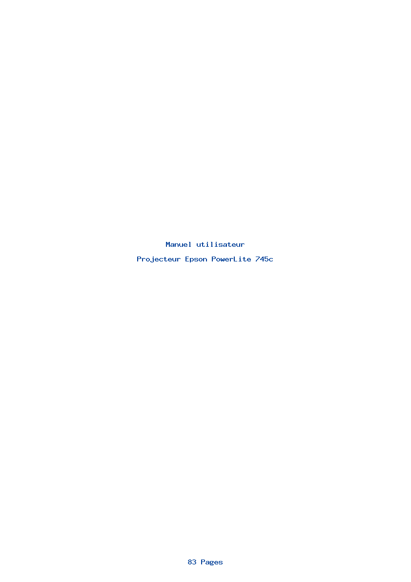 Page 1 de la notice Manuel utilisateur Epson PowerLite 745c