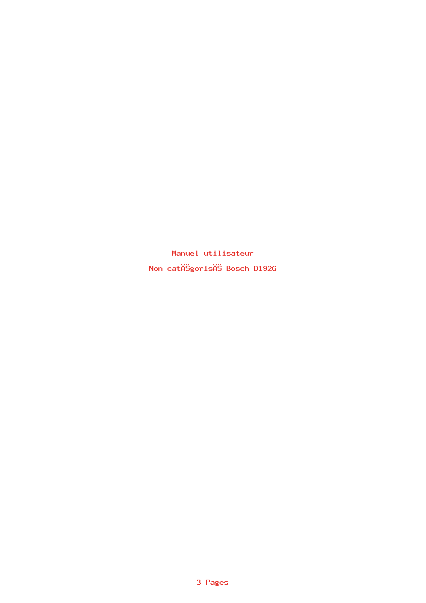 Page 1 de la notice Manuel utilisateur Bosch D192G