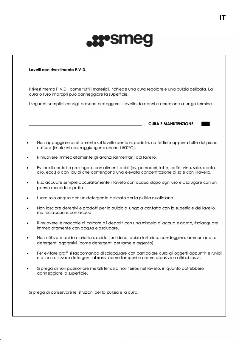 Page 1 de la notice Manuel utilisateur Smeg VSTR50BRX