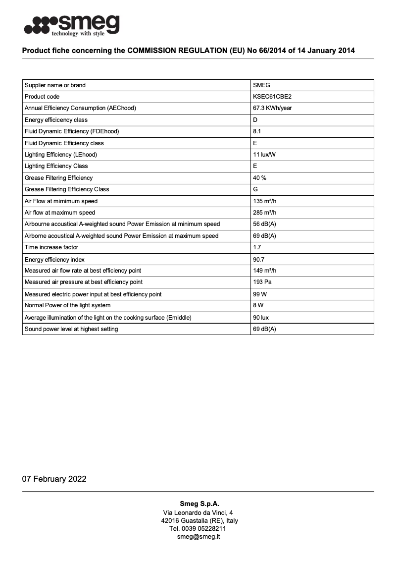 Page 1 de la notice Brochure Smeg KSEC61CBE2