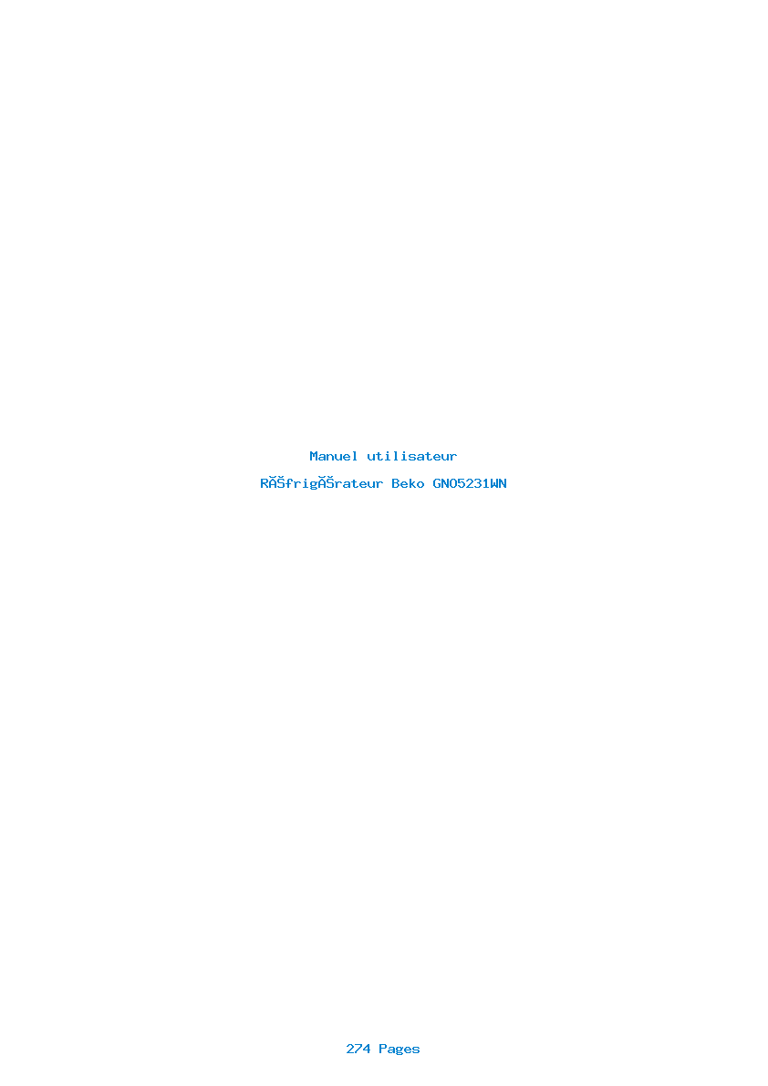 Page 1 de la notice Manuel utilisateur Beko GNO5231WN