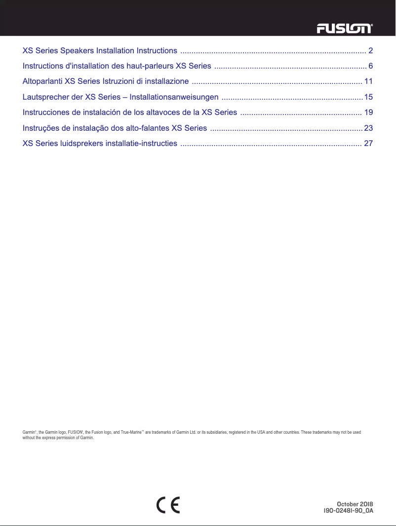 Page 1 de la notice Manuel utilisateur Fusion XS-F77SPGW