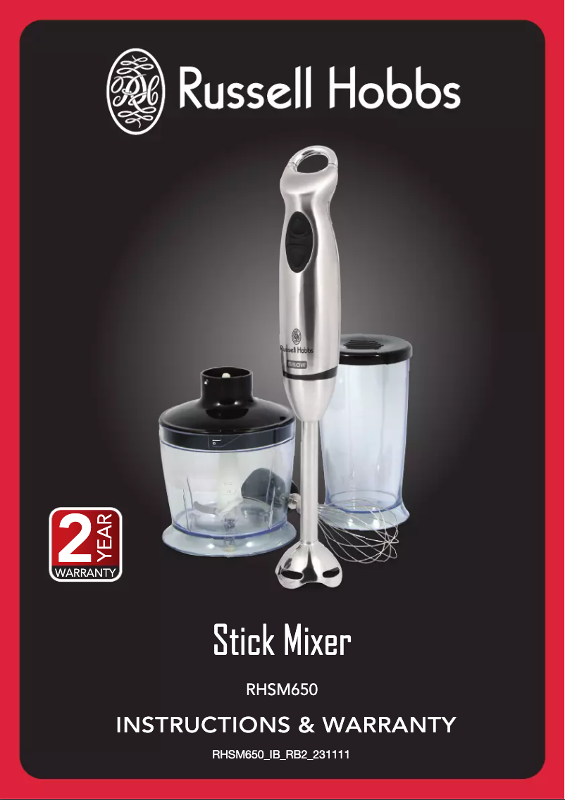 Page 1 de la notice Manuel utilisateur Russell Hobbs Stick Mixer RHM150