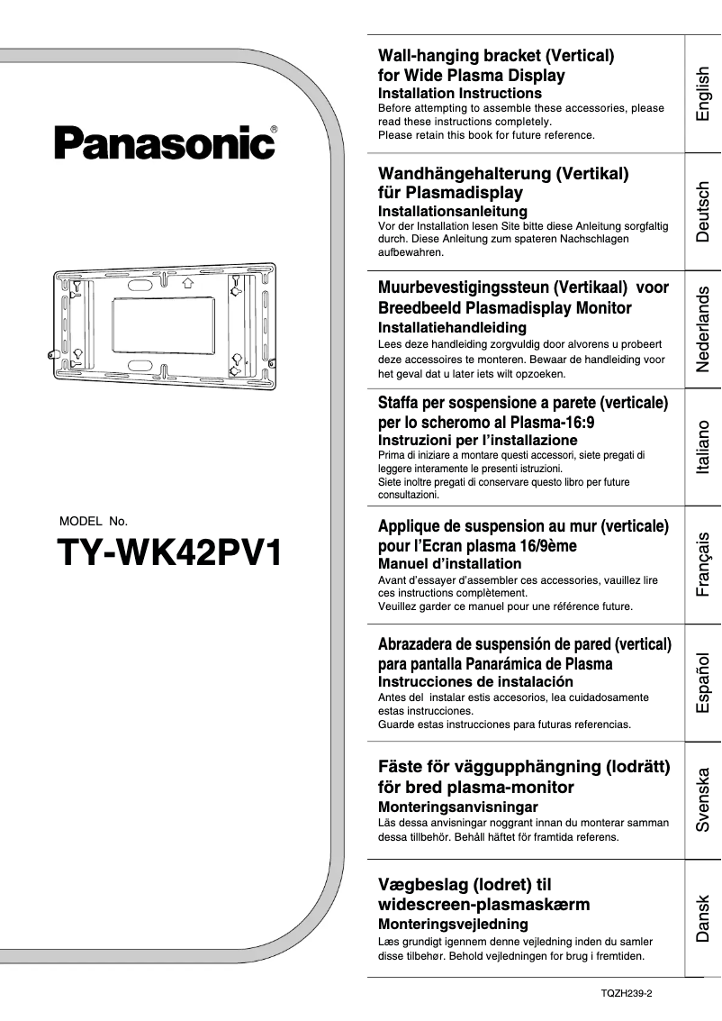 Page 1 de la notice Manuel utilisateur Panasonic TY-WK42PV1U