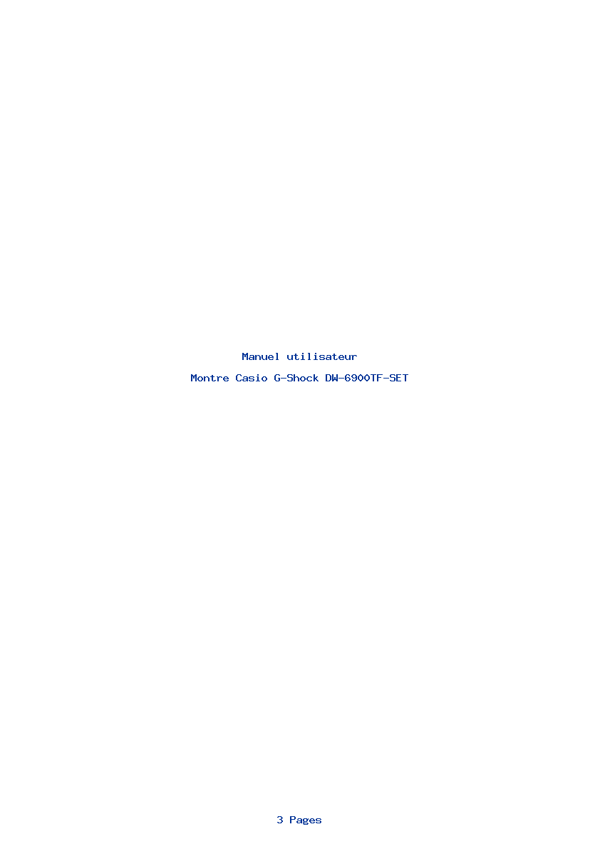 Page 1 de la notice Manuel utilisateur Casio G-Shock DW-6900TF-SET